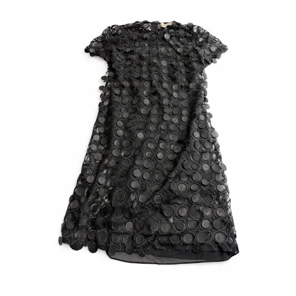 Michael Kors Women's Textured Circle Mesh Dress Size 2 dot appliqué design NWT!